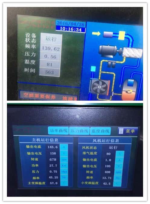 薩震節(jié)能空壓機控制面板